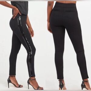 SPANX Ponte Skinny Sequin Trim Black S/P